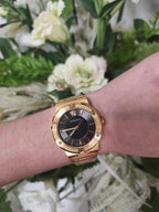 Versace Women’s Quartz Swiss Made Gold Stainless Steel Black Dial 38mm Watch VEVH00820