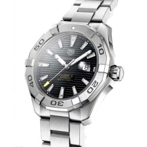 Tag Heuer Aquaracer Men’s Automatic Swiss Made Silver Stainless Steel Black Dial 43mm Watch WAY2010.BA0927 Main Image