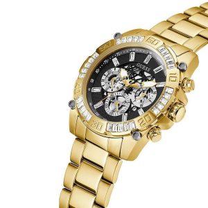 Guess Men’s Quartz Gold Stainless Steel Black Dial 46mm Watch GW0390G2 Main Image