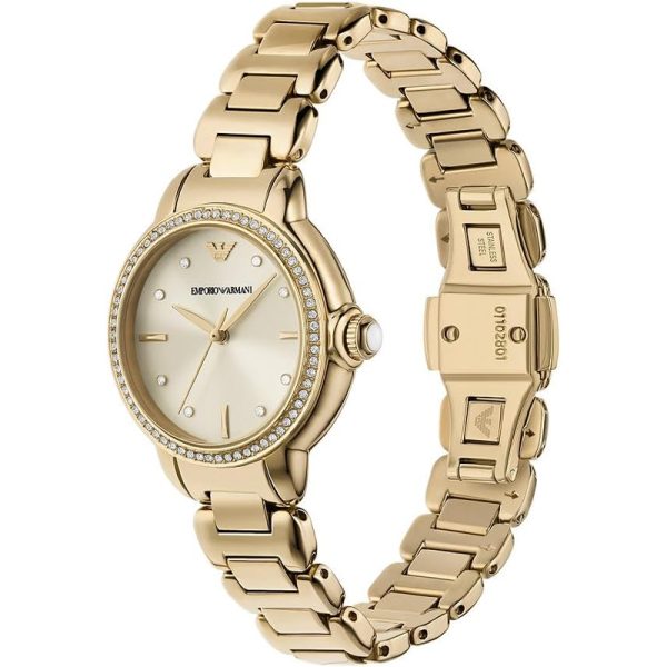 Emporio Armani Women’s Quartz Gold Stainless Steel Cream Dial 32mm Watch AR11609 Main Image