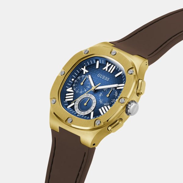 Guess Men’s Quartz Brown Silicone Strap Blue Dial 42mm Watch GW0571G5 Main Image