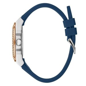 Guess Women’s Quartz Blue Silicone Strap Rose Gold & White Dial 39mm Watch W1291L2 Main Image