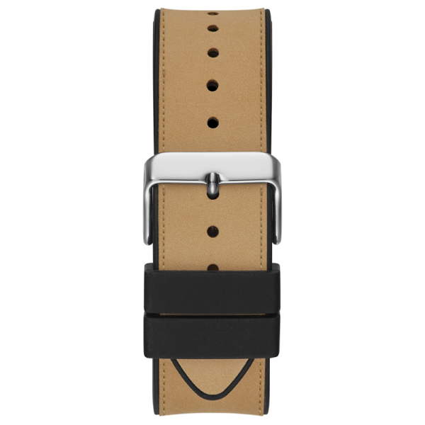 Guess Men’s Quartz Beige Silicone & Leather Strap Black Dial 43mm Watch GW0202G3 Main Image