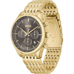 Hugo Boss Men’s Quartz Gold Stainless Steel Grey Dial 45mm Watch 1514051 Main Image