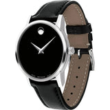 Movado Women’s Swiss Made Quartz Black Leather Strap Black Dial 28mm Watch 0607274