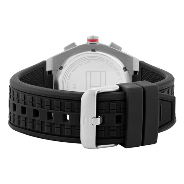 Tommy Hilfiger Men’s Quartz Black Silicone Strap Black Dial 44mm Watch 1791898 Main Image