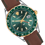 Versace Men’s Quartz Swiss Made Brown Leather Strap Green Dial 42mm Watch V11090017