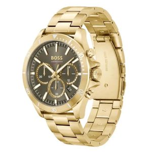 Hugo Boss Men’s Quartz Gold Stainless Steel Olive Green Dial 45mm Watch 1514059 Main Image