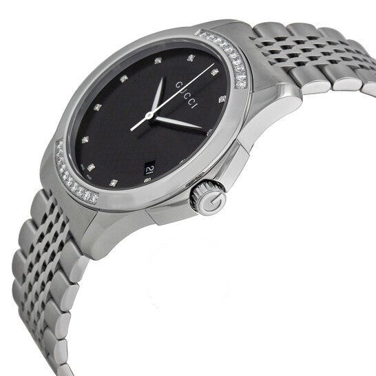 Gucci Women’s Swiss Made Quartz Silver Stainless Steel Black Dial 38mm Watch YA126408 Main Image