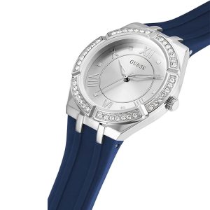 Guess Women’s Quartz Blue Silicone Strap Silver Dial 36mm Watch GW0034L5