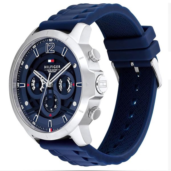 Tommy Hilfiger Men’s Quartz Blue Silicone Strap Blue Dial 50mm Watch 1710489