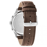 Tommy Hilfiger Men’s Quartz Brown Leather Strap Silver Dial 44mm Watch 1710501