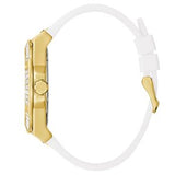 Guess Men’s Quartz White Silicone Strap Gold Dial 47mm Watch GW0208G3