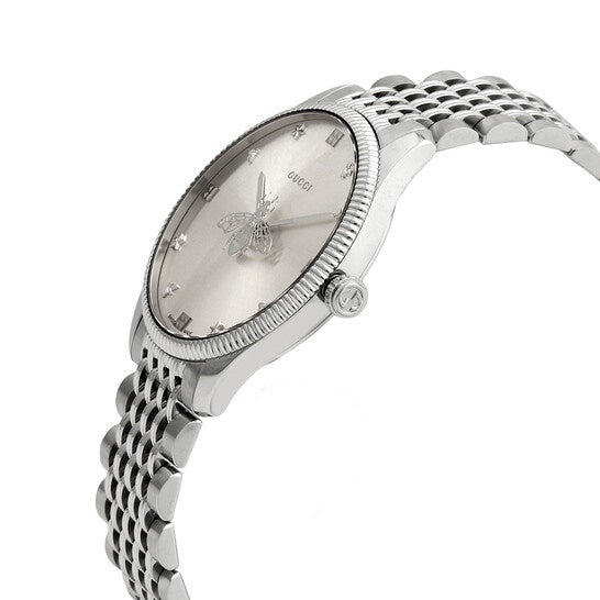 Gucci Women’s Swiss Made Quartz Silver Stainless Steel Silver Dial 36mm Watch YA1264153