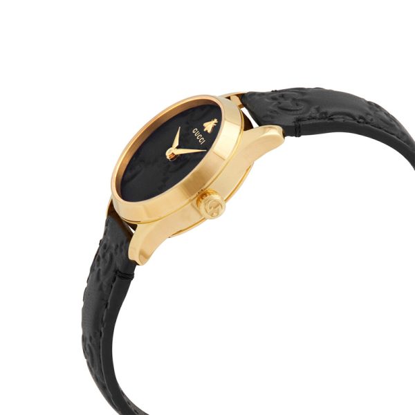 Gucci Women’s Swiss Made Quartz Black Leather Strap Black Dial 27mm Watch YA126581A Main Image