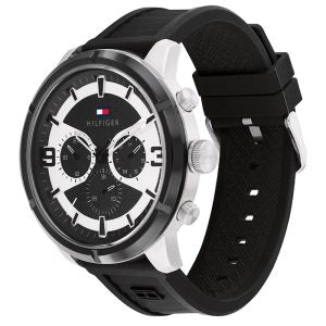 Tommy Hilfiger Men’s Quartz Black Silicone Strap Black Dial 50mm Watch 1792074 Main Image