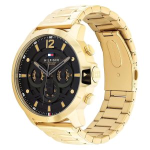 Tommy Hilfiger Men’s Quartz Gold Stainless Steel Black Dial 50mm Watch 1710511