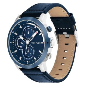 Tommy Hilfiger Men’s Quartz Blue Leather Strap Blue Dial 46mm Watch 1792051 Main Image