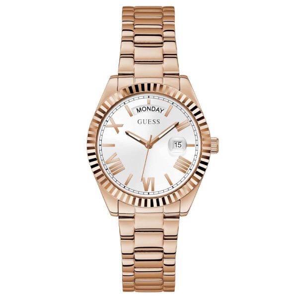 Guess Women’s Quartz Rose Gold Stainless Steel White Dial 36mm Watch GW0308L3 Hover Image