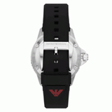 Emporio Armani Men’s Automatic Black Silicone Strap Red Dial 43mm Watch AR60070