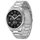 Hugo Boss Men’s Quartz Silver Stainless Steel Black Dial 44mm Watch 1514008