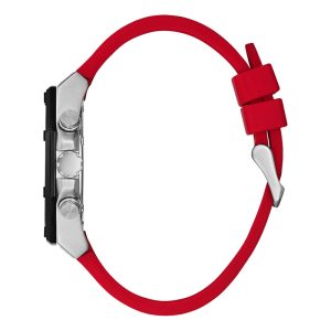 Guess Men’s Quartz Red Silicone Strap Black Dial 44mm Watch GW0263G3 Main Image