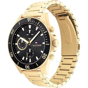 Tommy Hilfiger Men’s Quartz Gold Stainless Steel Black Dial 46mm Watch 1791919 Main Image