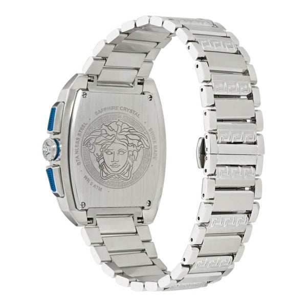 Versace Men’s Quartz Swiss Made Silver Stainless Steel Blue Dial 42mm Watch VE6H00423 Main Image