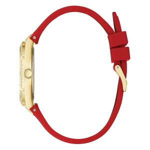 Guess Women’s Quartz Red Silicone Strap Gold Dial 36mm Watch GW0034L6 Main Image