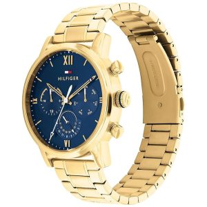 Tommy Hilfiger Men’s Quartz Gold Stainless Steel Blue Dial 44mm Watch 1791880 Main Image