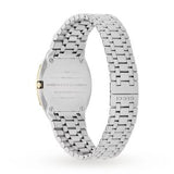 Gucci Women’s Swiss Made Quartz Silver Stainless Steel Gold Dial 30mm Watch YA163502