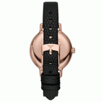 Emporio Armani Cleo Three-Hand Mother of Pearl Dial Black Leather Strap Watch For Women - AR11485
