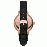 Emporio Armani Cleo Three-Hand Mother of Pearl Dial Black Leather Strap Watch For Women - AR11485