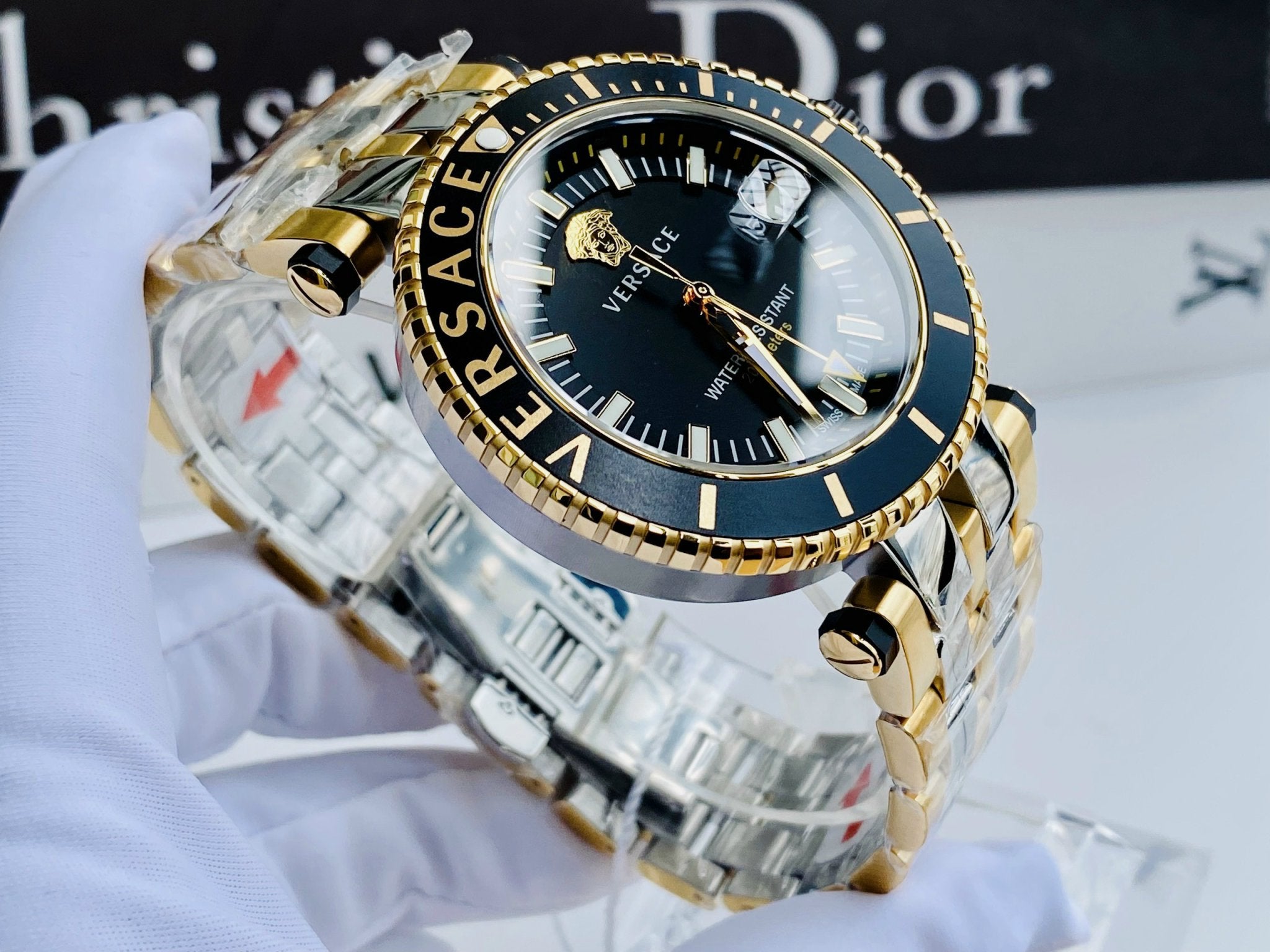 Versace Mens Black 46 mm V-Race Diver Watch VEAK00518