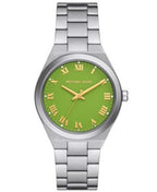 Michael Kors Lennox Three-Hand Green Dial Silver Steel Strap Watch for Women - MK7463