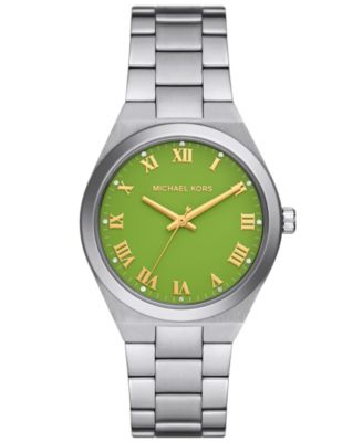 Michael Kors Lennox Three-Hand Green Dial Silver Steel Strap Watch for Women - MK7463