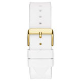 Guess Men’s Quartz White Silicone Strap Gold Dial 47mm Watch GW0208G3