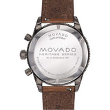 Movado Men’s Swiss Made Quartz Brown Leather Strap Black Dial 42mm Watch 3650060