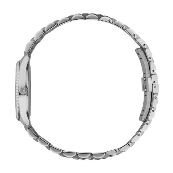 Gucci Women’s Swiss Made Quartz Silver Stainless Steel Black Dial 29mm Watch YA1265020