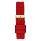 Guess Women’s Quartz Red Silicone Strap Gold Dial 36mm Watch GW0034L6