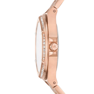 Michael Kors Women’s Quartz Rose Gold Stainless Steel Black Dial 37mm Watch MK7233 Main Image