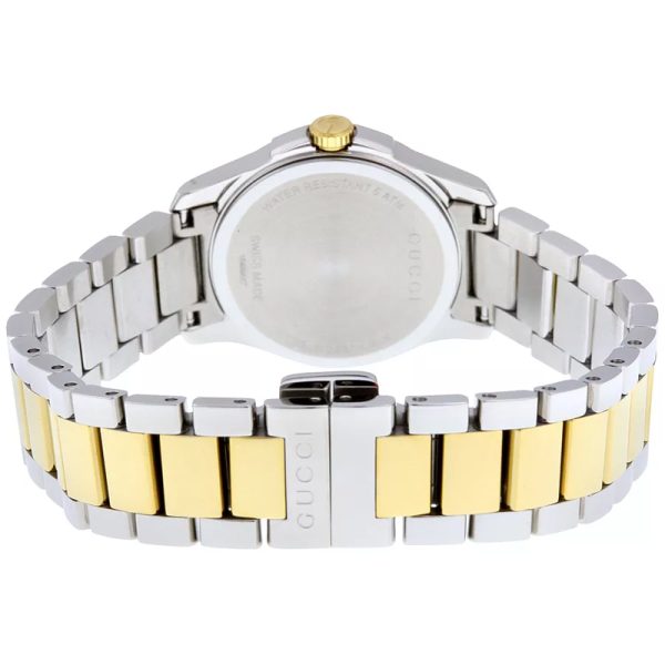 Gucci Women’s Swiss Made Quartz Two Tone Stainless Steel Silver Dial 27mm Watch YA126531