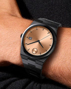 Movado Unisex Quartz Swiss Made Black Stainless Steel Rose Gold Dial 40mm Watch 3601244