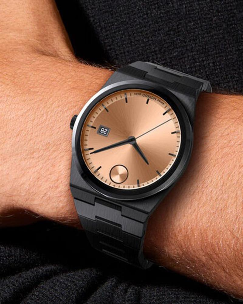 Movado Unisex Quartz Swiss Made Black Stainless Steel Rose Gold Dial 40mm Watch 3601244