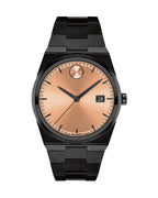 Movado Unisex Quartz Swiss Made Black Stainless Steel Rose Gold Dial 40mm Watch 3601244