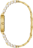 Guess US Damen Gold-Ton Diamant und Perle Analog Uhr