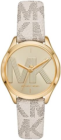 Michael Kors Jaycie Quartz Gold Dial White Leather Strap Watch for Women - MK2861 Hover Image
