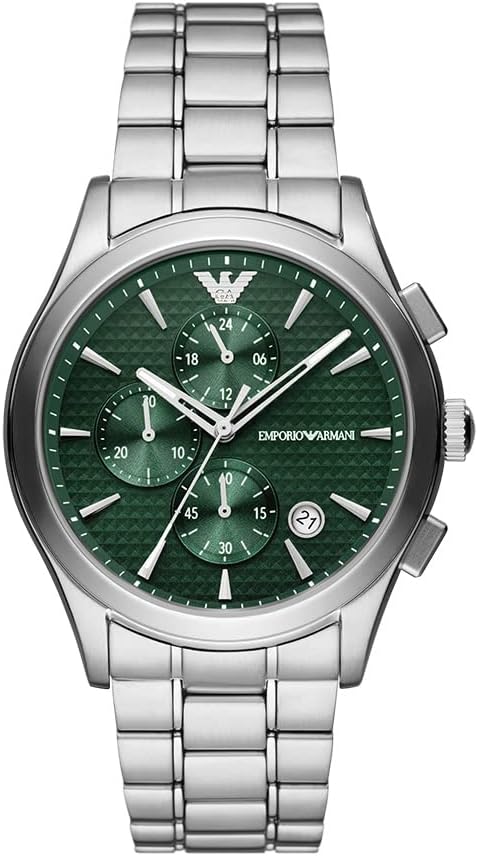 Emporio Armani Men's Stainless Steel Chronograph Dress Watch with Steel or Leather Band Hover Image