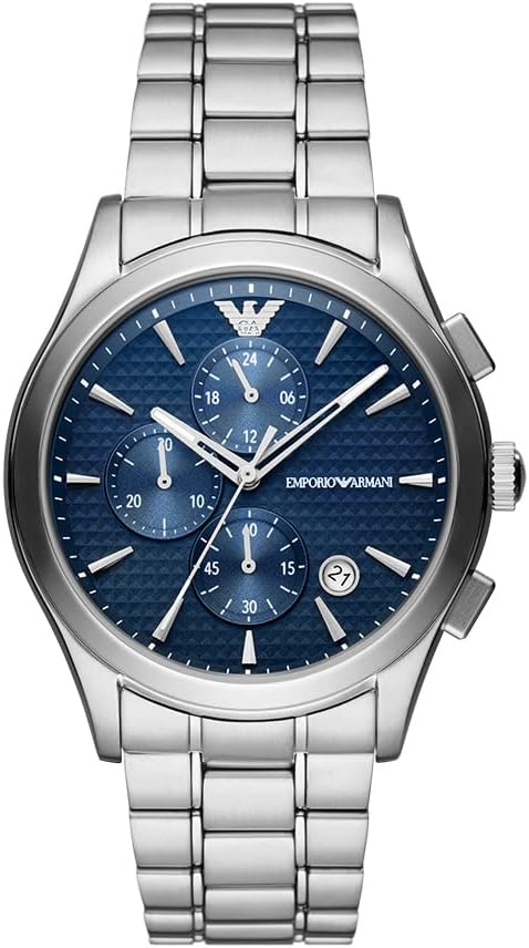 Emporio Armani Men's Stainless Steel Chronograph Dress Watch with Steel or Leather Band Hover Image