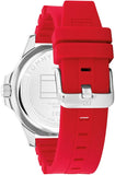 Tommy Hilfiger Men’s Quartz Red Silicone Strap Grey Dial 46mm Watch 1710540